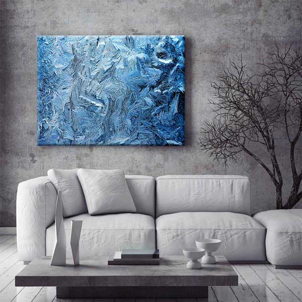 Buz Kristali Dokulu Soyut Mavi Kanvas Tablo 2155