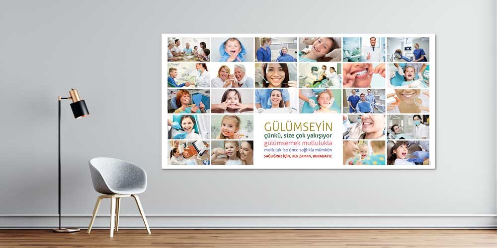 hastane-odasi-duvar-1840-00 Diş Klinikleri İçin Gülümseme Temalı Büyük Ebatlı Duvar Dekoru – 1840
