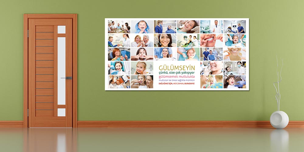 Diş Klinikleri İçin Gülümseme Temalı Büyük Ebatlı Duvar Dekoru – 1840