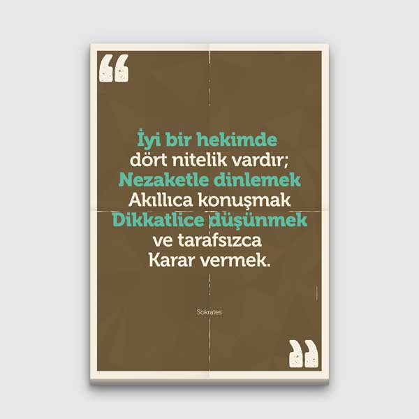 Sokrates'ten "İyi Bir Hekimde Dört Nitelik" Sözlü Duvar Tablosu – 1753