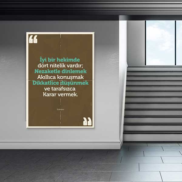 Sokrates'ten "İyi Bir Hekimde Dört Nitelik" Sözlü Duvar Tablosu – 1753