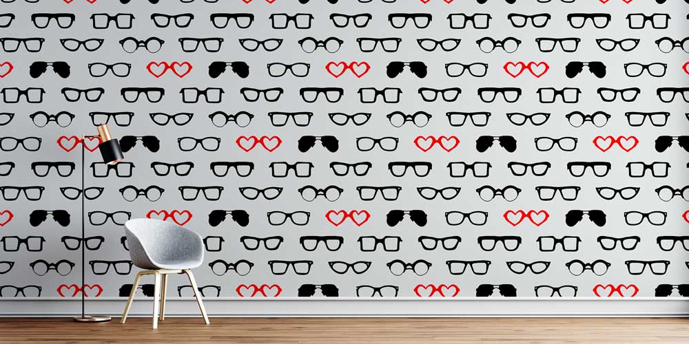 Kalpli Gözlük Desenli Duvar Kağıdı 2631