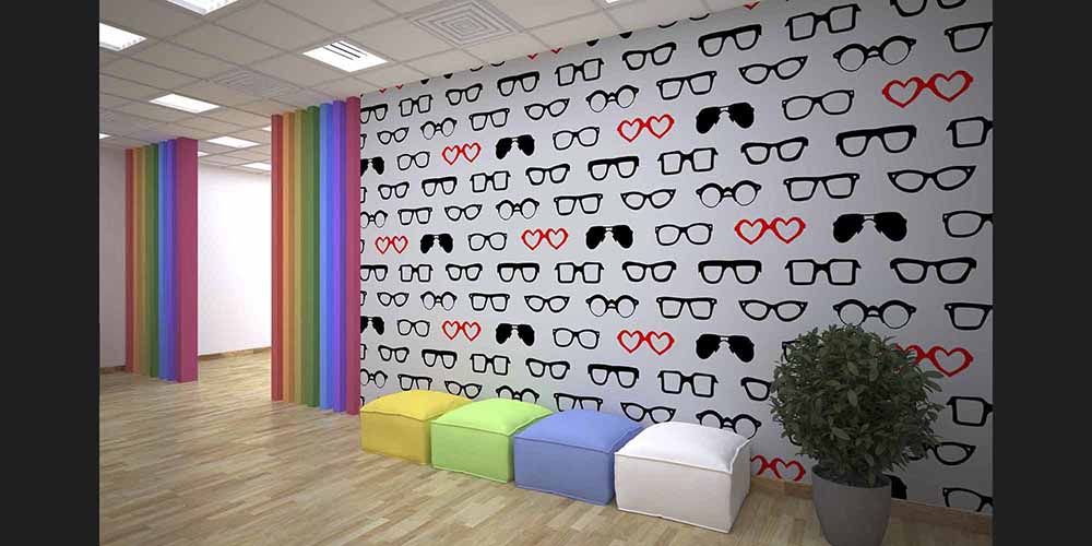 Kalpli Gözlük Desenli Duvar Kağıdı 2631