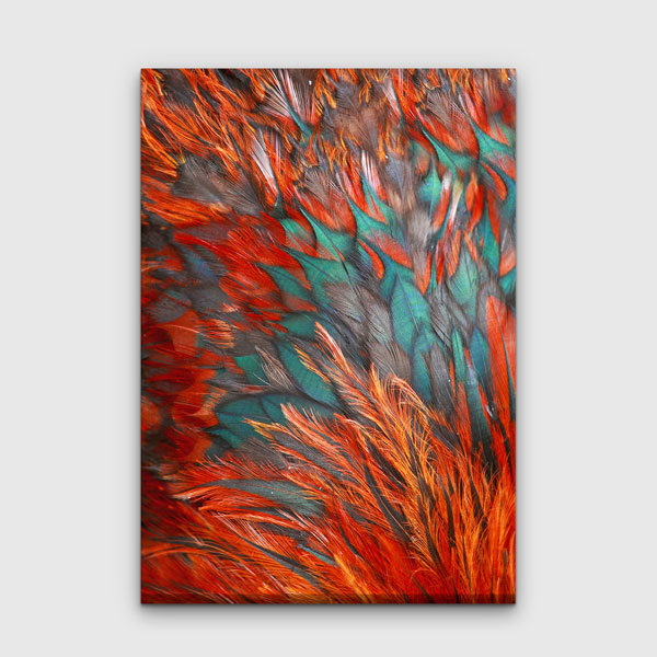 Kırmızı ve Turkuaz Dokulu Soyut Sanat Kanvas Tablo 2156