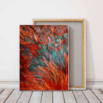 Kırmızı ve Turkuaz Dokulu Soyut Sanat Kanvas Tablo 2156