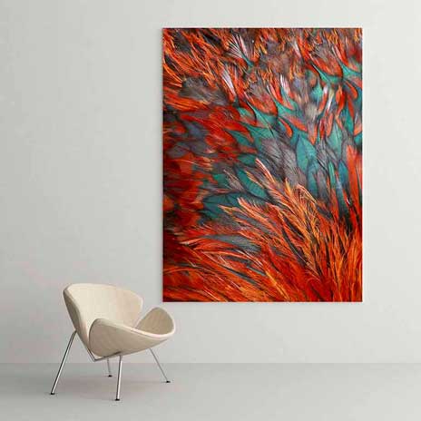 Kırmızı ve Turkuaz Dokulu Soyut Sanat Kanvas Tablo 2156