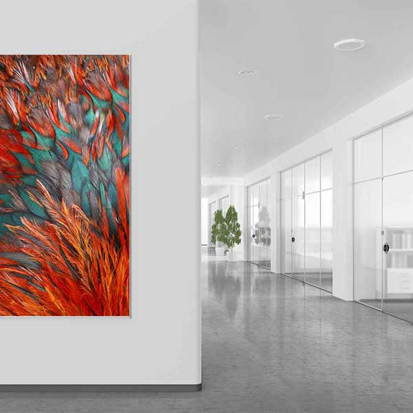 Kırmızı ve Turkuaz Dokulu Soyut Sanat Kanvas Tablo 2156