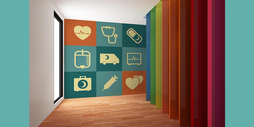 Blok Desenli Medikal İkonlu Duvar Kağıdı 2575