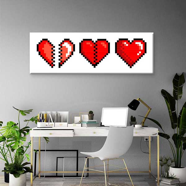 Piksel Kalpler Retro Dijital Sanat Kanvas Duvar Tablosu 4802