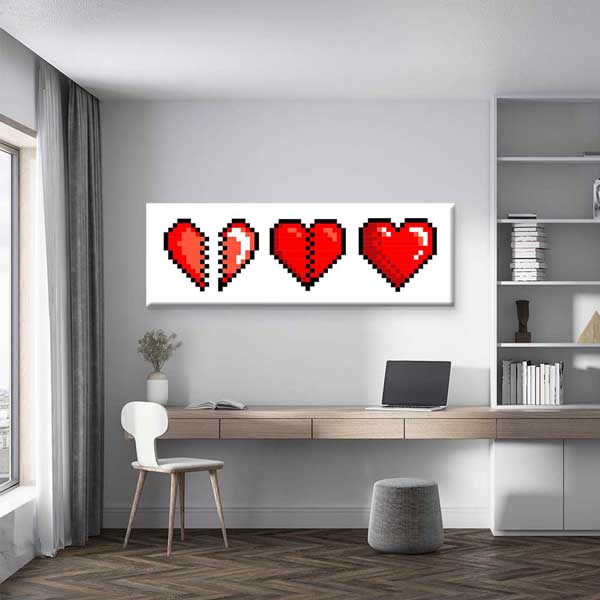 Piksel Kalpler Retro Dijital Sanat Kanvas Duvar Tablosu 4802