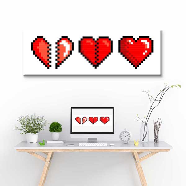 Piksel Kalpler Retro Dijital Sanat Kanvas Duvar Tablosu 4802