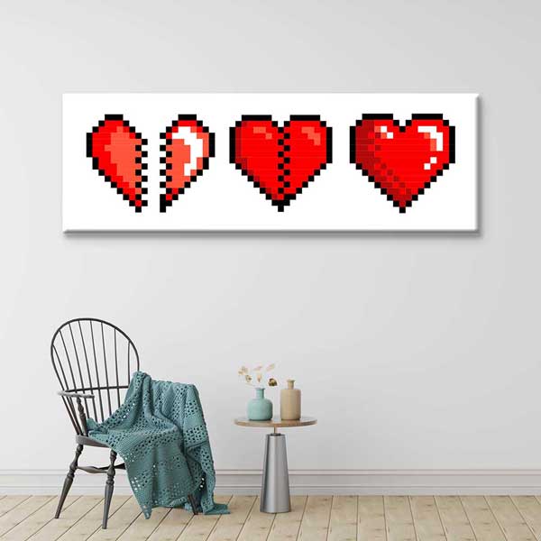 Piksel Kalpler Retro Dijital Sanat Kanvas Duvar Tablosu 4802