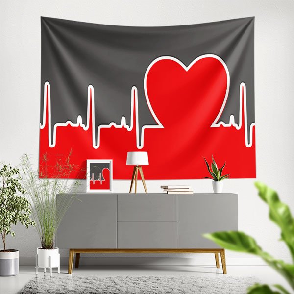 healthy-clinic-wall-art-8371-00 Kalp ve EKG Ritmi Duvar Örtüsü 8371