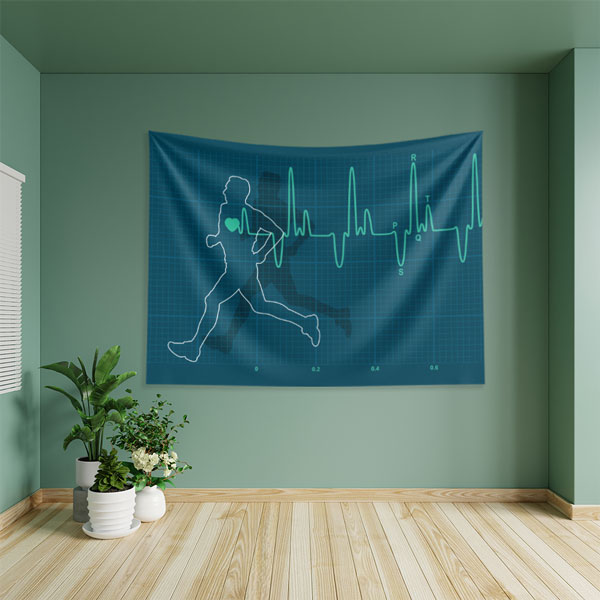 EKG ve Koşan Adam Temalı Sağlık Duvar Örtüsü 8377