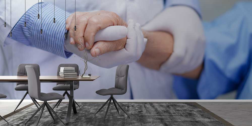 Hasta ve Doktor El Teması Temalı Duvar Giydirme 12650