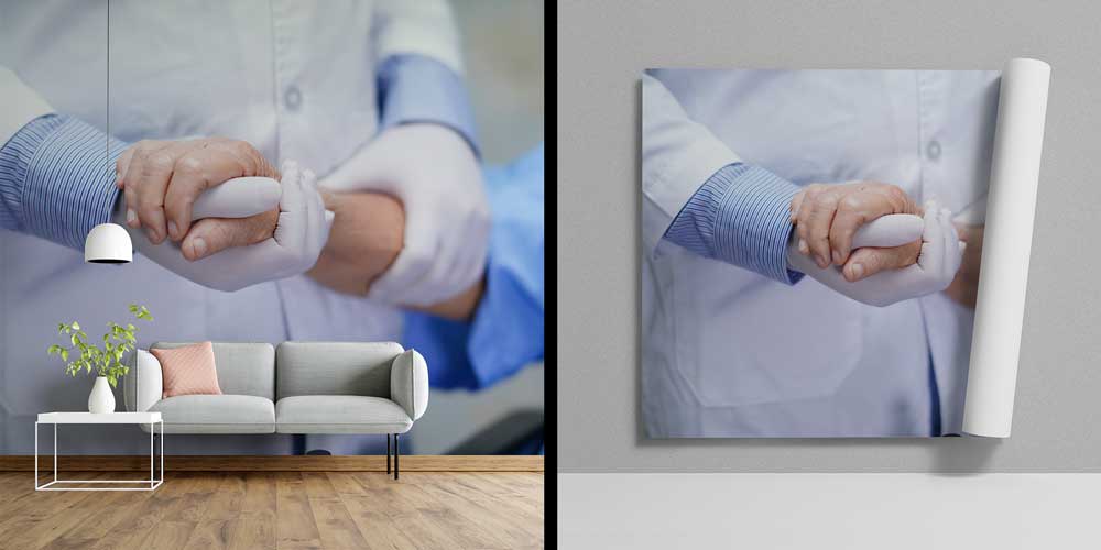 Hasta ve Doktor El Teması Temalı Duvar Giydirme 12650