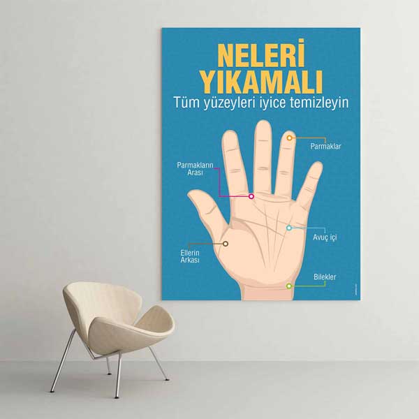 Neleri Yıkamalı Detaylı El Yıkama Posteri Okul Tablo – B-752