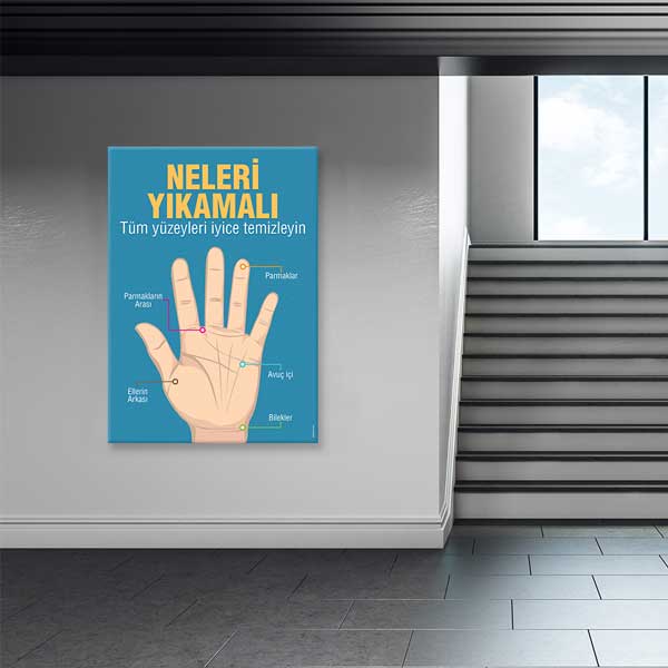 Neleri Yıkamalı Detaylı El Yıkama Posteri Okul Tablo – B-752