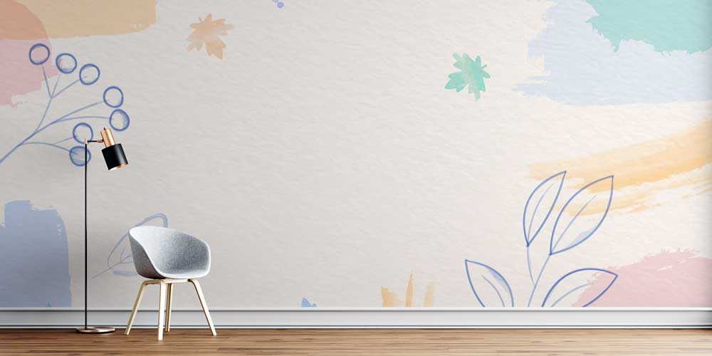 Pastel Botanik Desenli Duvar Kağıdı 7432