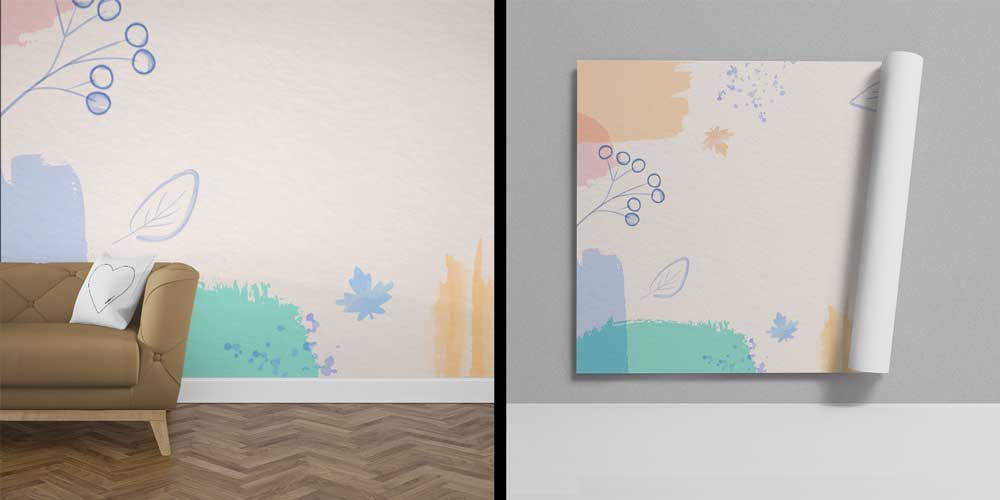 Pastel Botanik Desenli Duvar Kağıdı 7432