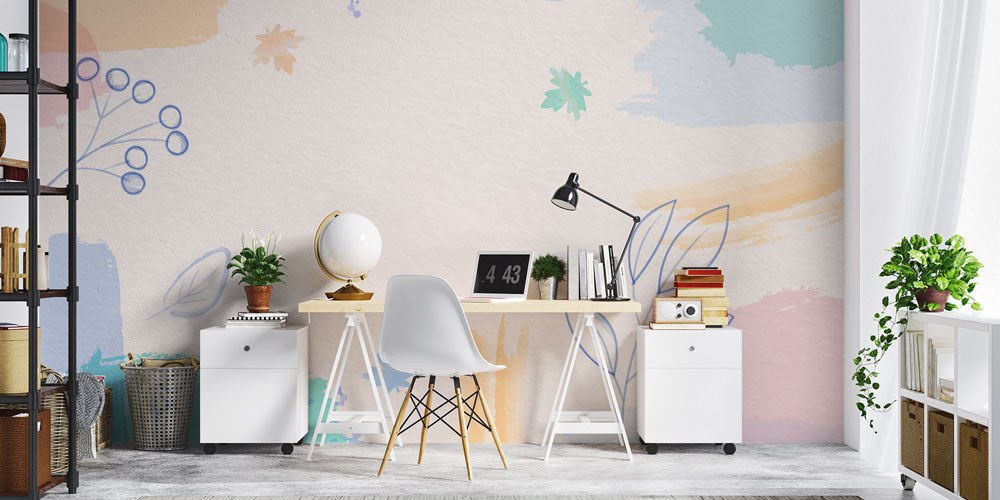 Pastel Botanik Desenli Duvar Kağıdı 7432