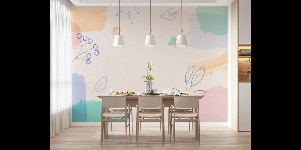 Pastel Botanik Desenli Duvar Kağıdı 7432