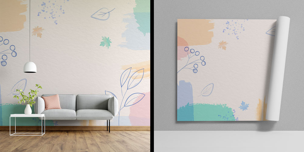 Pastel Botanik Desenli Duvar Kağıdı 7432