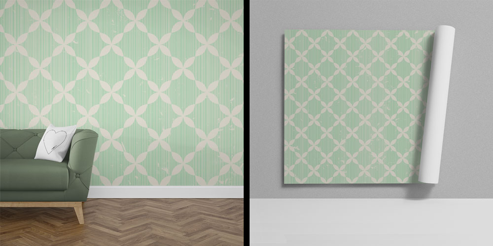 Yaprak Motifli Geometrik Desen Duvar Kağıdı 5234