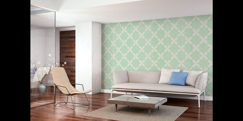 Yaprak Motifli Geometrik Desen Duvar Kağıdı 5234