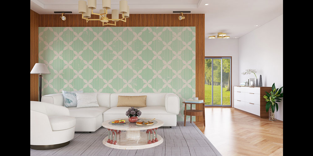 Yaprak Motifli Geometrik Desen Duvar Kağıdı 5234