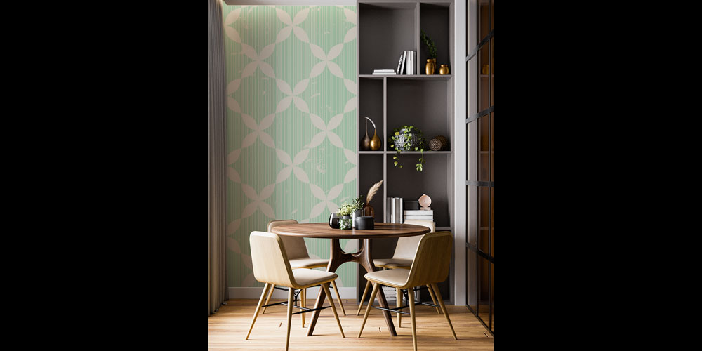 Yaprak Motifli Geometrik Desen Duvar Kağıdı 5234