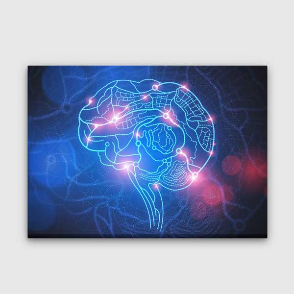 hospital-wall-art-1216-00 Nöroloji Temalı Neon Beyin Kanvas Tablo – 1216