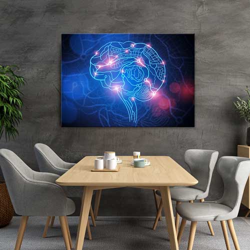 hospital-wall-art-1216-01 Nöroloji Temalı Neon Beyin Kanvas Tablo – 1216