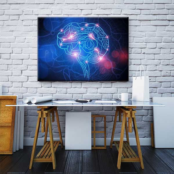 hospital-wall-art-1216-02 Nöroloji Temalı Neon Beyin Kanvas Tablo – 1216