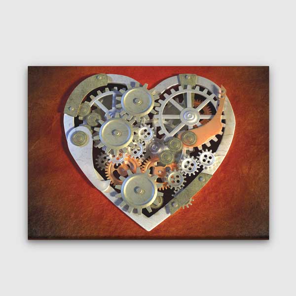 Mekanik Kalp Dişlileri Kanvas Duvar Tablosu - Steampunk Tasarım – 1473