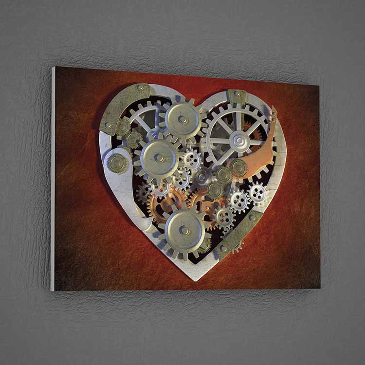 Mekanik Kalp Dişlileri Kanvas Duvar Tablosu - Steampunk Tasarım – 1473