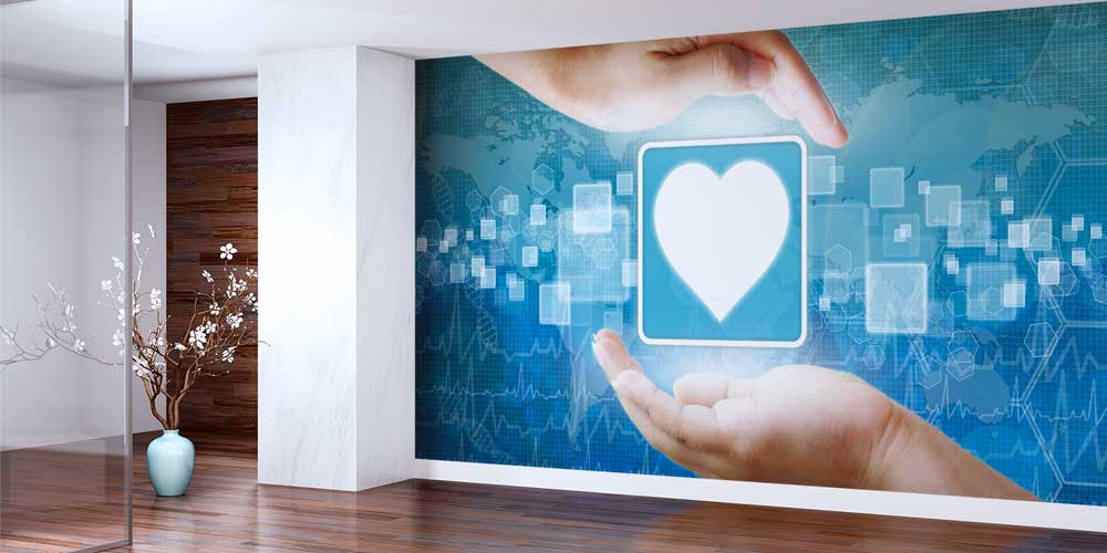 Global Sağlık Haritası ve Kalp İkonlu Duvar Giydirme 12661