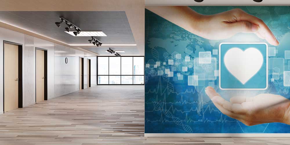 Global Sağlık Haritası ve Kalp İkonlu Duvar Giydirme 12661