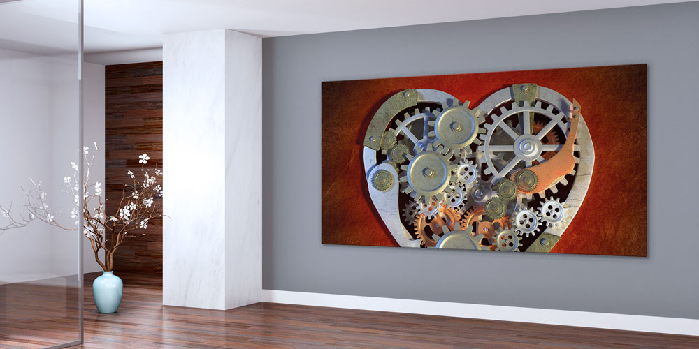 Mekanik Kalp Dişlileri Duvar Dekoru - Steampunk Sanat 7980