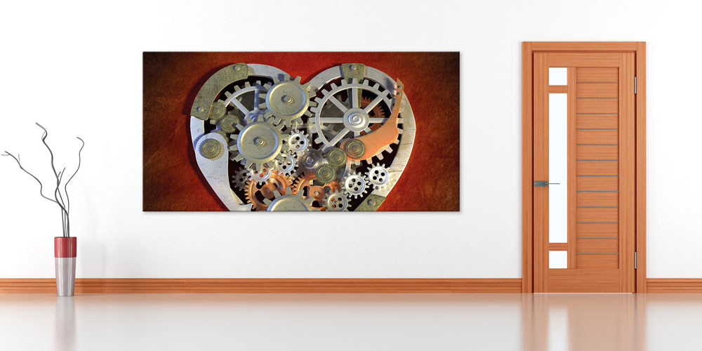 Mekanik Kalp Dişlileri Duvar Dekoru - Steampunk Sanat 7980