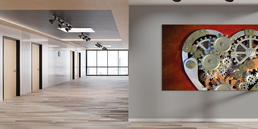 Mekanik Kalp Dişlileri Duvar Dekoru - Steampunk Sanat 7980