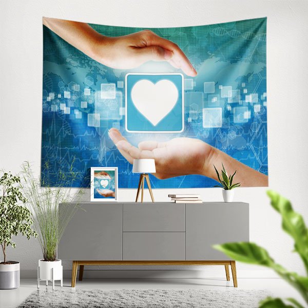 hospital-wall-art-decor-8366-00 Dijital Kalp ve Koruyucu Eller Duvar Örtüsü 8366