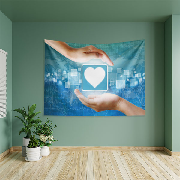 hospital-wall-art-decor-8366-03 Dijital Kalp ve Koruyucu Eller Duvar Örtüsü 8366
