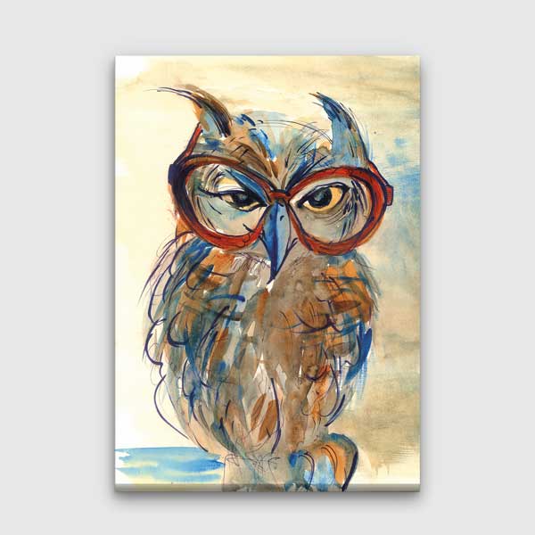 Gözlüklü Bilge Baykuş Temalı Sanatsal Duvar Tablosu – 1574