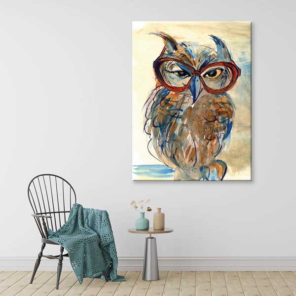 Gözlüklü Bilge Baykuş Temalı Sanatsal Duvar Tablosu – 1574