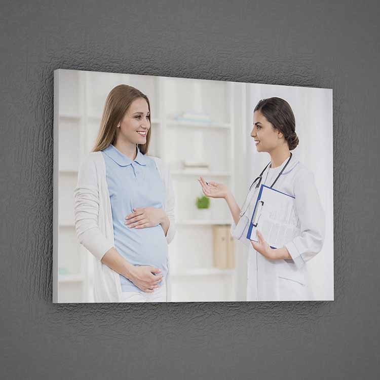 hospital-wall-design-1903-01 Hamile Kadın ve Doktor İletişimi Temalı Duvar Tablosu – 1903