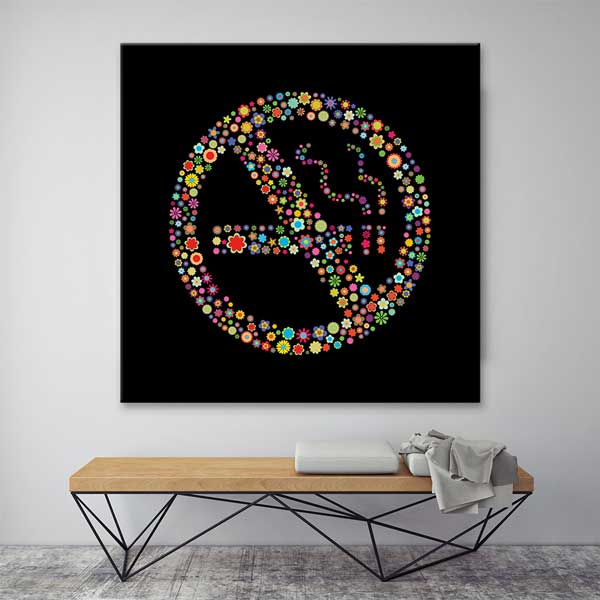 Çiçek Desenli Sigara Yasak Duvar Panosu – 4014