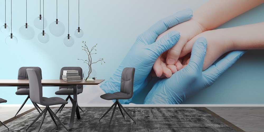 Şefkatli Dokunuş Duvar Kağıdı - Çocuk Hastane & Klinik Duvar Dekoru 12646