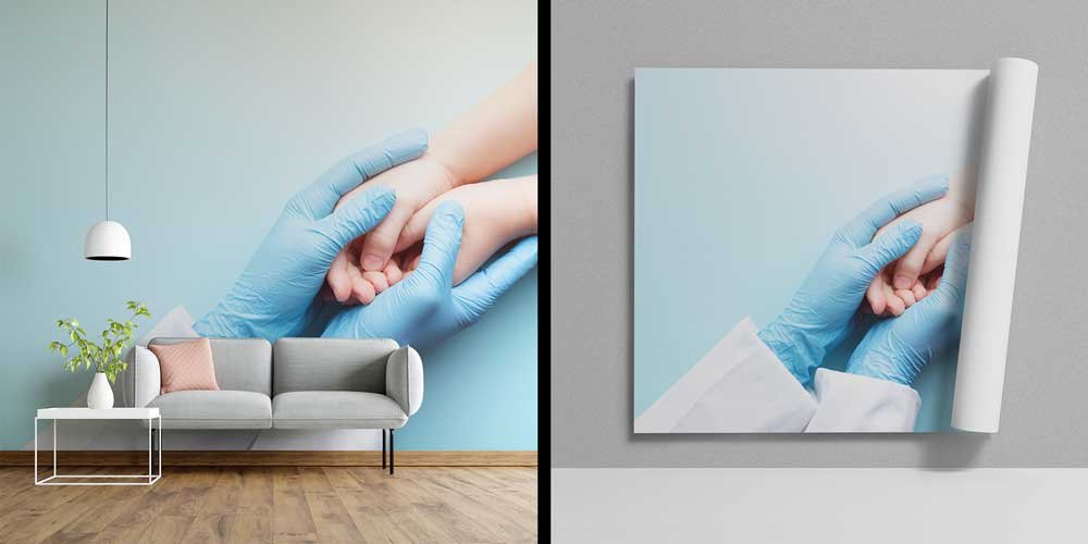 Şefkatli Dokunuş Duvar Kağıdı - Çocuk Hastane & Klinik Duvar Dekoru 12646