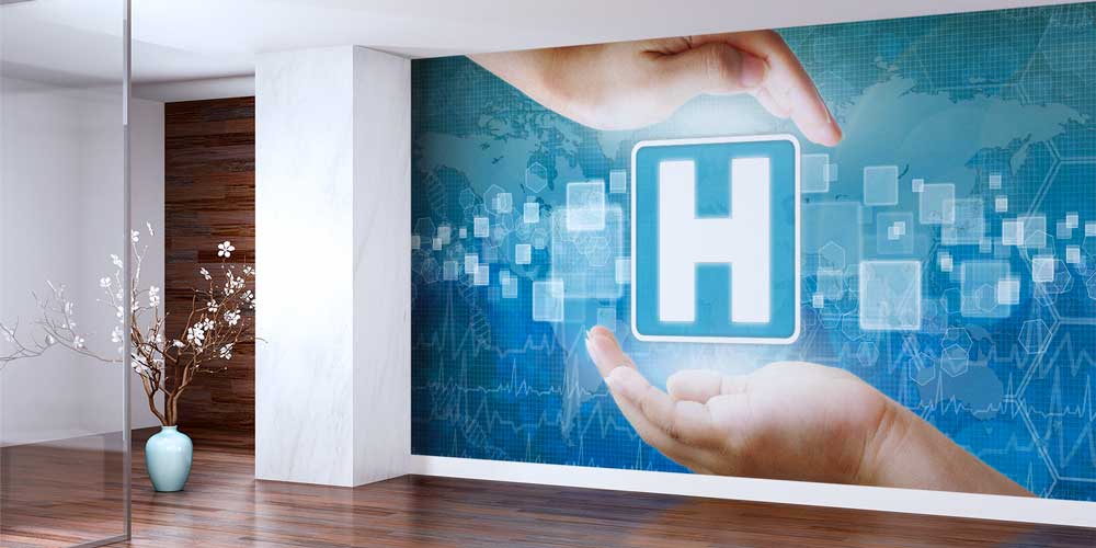 Global Sağlık Haritası ve Hastane İkonlu Duvar Giydirme 12660